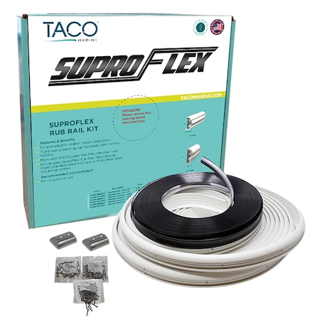 Taco Marine SuproFlex Rub Rail Kit-White w/Flex Chrome Insert-2"H x 1.2"W x 80L V11-9990WCM80-2